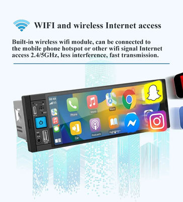 Ασύρματο Car Radio Carplay 1Din MP5 Player με FM/AM/RDS πολυμέσων και Bluetooth