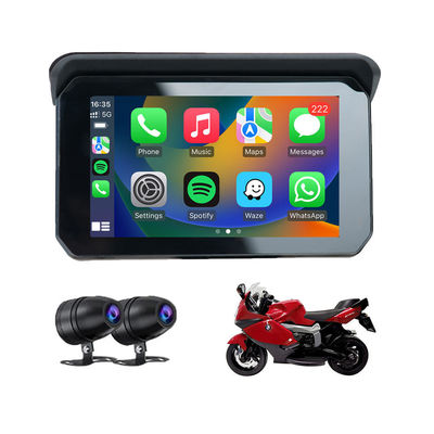 IP67 Αδιάβροχη 5 ιντσών IPS οθόνη Μοτοσικλέτα Carplay GPS πλοηγός 2 σε 1 ασύρματος Apple Car-play Android Auto