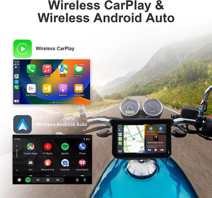 IP67 Αδιάβροχη 5 ιντσών IPS οθόνη Μοτοσικλέτα Carplay GPS πλοηγός 2 σε 1 ασύρματος Apple Car-play Android Auto