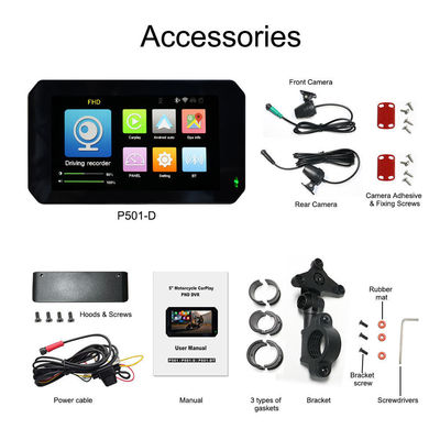IP67 Αδιάβροχη 5 ιντσών IPS οθόνη Μοτοσικλέτα Carplay GPS πλοηγός 2 σε 1 ασύρματος Apple Car-play Android Auto