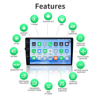 1 Din Universal Car Radio με 10,1 ιντσών περιστρεφόμενο Android 11 στερεοφωνικό και DVD player