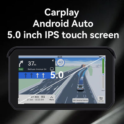 IP67 Αδιάβροχη 5 ιντσών οθόνη IPS Μοτοσυκλέτα GPS πλοήγηση για CarPlay / Android Auto