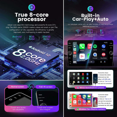 9 ιντσών 2 Din Android Ραδιοφώνημα αυτοκινήτου με Carplay 4G GPS πλοήγηση DVD Player Metal Body